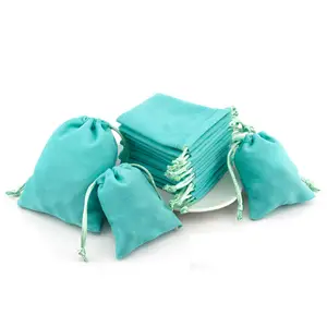 Bolsa de terciopelo con cordón para embalaje de joyas, color azul, gran oferta