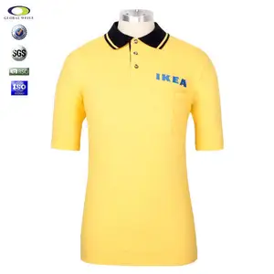 Pocket Korte Mouw Mode Man Gele Polo Shirt Met Kraag