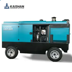 Big diesel engine 22m3/min two wheels towable air compressor for drilling equipment portable screw air compressor