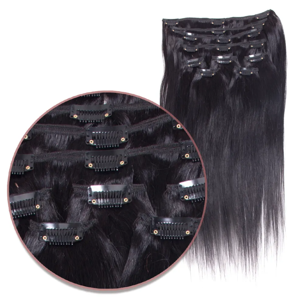 Unprocessed Peruvian Straight Human Hair Clip In Extensions 10 pcs/ set Natural Color Full Head Straight Virgin Hair Clip Ins