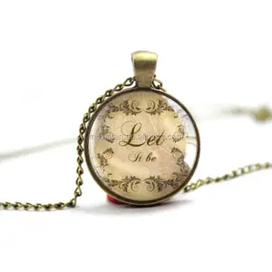 Let it be pendant inspirational words Glass Photo Cabochon Necklace