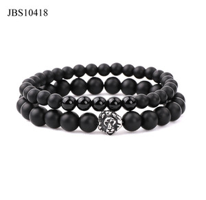 Phong Cách Mới Đá Quý Tự Nhiên Thép Không Gỉ Lion Head Tiger Eye Stone Handmade Men Trang Sức Bracelet Set - Product Image 3