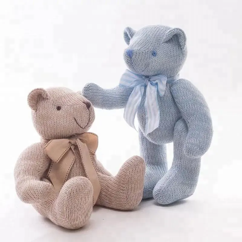 New Kawaii 28センチメートル/35センチメートルTeddy Bears Plush Soft Toys Woolen Stuffed Animals Joint Ted Bears DollとBowtie Children Baby Girl Gift