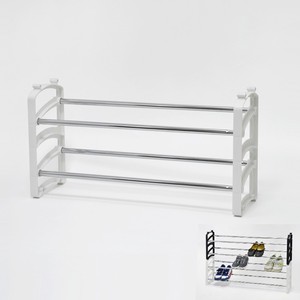 ชั้นวางรองเท้าโลหะแบบยืดหยุ่นสองชั้นสีดำ - Product Image 4