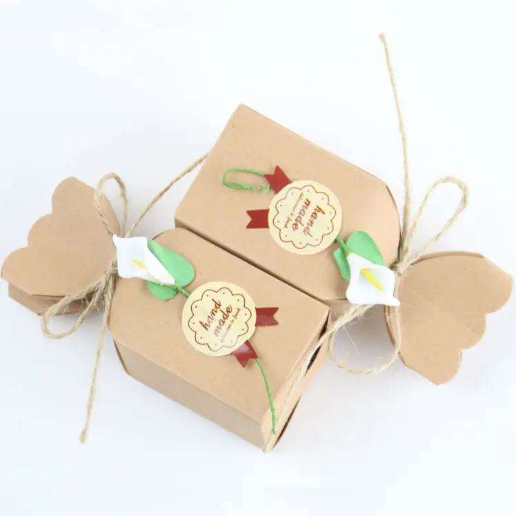 New design hand made flower kraft gift chocolate paper small paper box