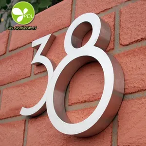 3D tahan air disesuaikan nomor rumah dan huruf baja nirkarat Led logo komersial tanda