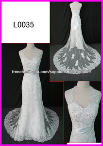 2014 <span class=keywords><strong>bas</strong></span> arrière gaine halter guangzhou/robe de mariée Robes de mariée avec lourde perles dentelle à cordon L0035 - Product Image 1