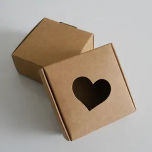 Simple kraft die cut paper gift box with heart window