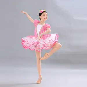 NUOVO Design di colore rosa scintillante semplice bambini del vestito delle ragazze di balletto del tutu del pannello esterno di prestazione della fase costume di ballo di usura