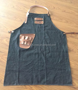 Delantal de <span class=keywords><strong>barbero</strong></span> de mezclilla personalizado con bolsillo de cuero - Product Image 5