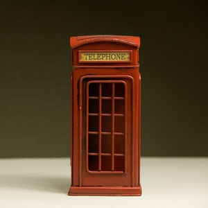Modèle de cabine téléphonique rouge de Londres, artisanat en métal, tirelire rétro, boîte cadeau d'anniversaire, accessoires de décoration vintage pour la maison - Product Image 2