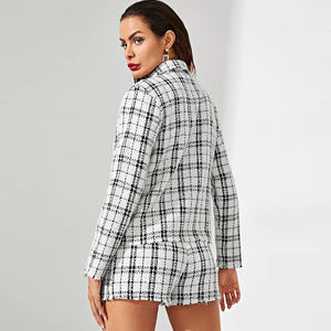 Blazer da donna in <span class=keywords><strong>Tweed</strong></span> adatto a Blazer e pantaloncini in <span class=keywords><strong>Tweed</strong></span> a bottone singolo da donna - Product Image 3