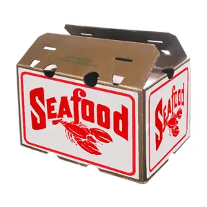 समुद्री भोजन जमे हुए मांस मोमयुक्त लेपित शिपिंग डिलीवरी अनुकूलित कस्टम लोगो मोम बॉक्स