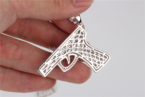 Colgante con diseño <span class=keywords><strong>de</strong></span> pistola <span class=keywords><strong>de</strong></span> hip hop para hombre, abalorio <span class=keywords><strong>de</strong></span> <span class=keywords><strong>plata</strong></span> <span class=keywords><strong>de</strong></span> ley 925, colgante empedrado - Product Image 4