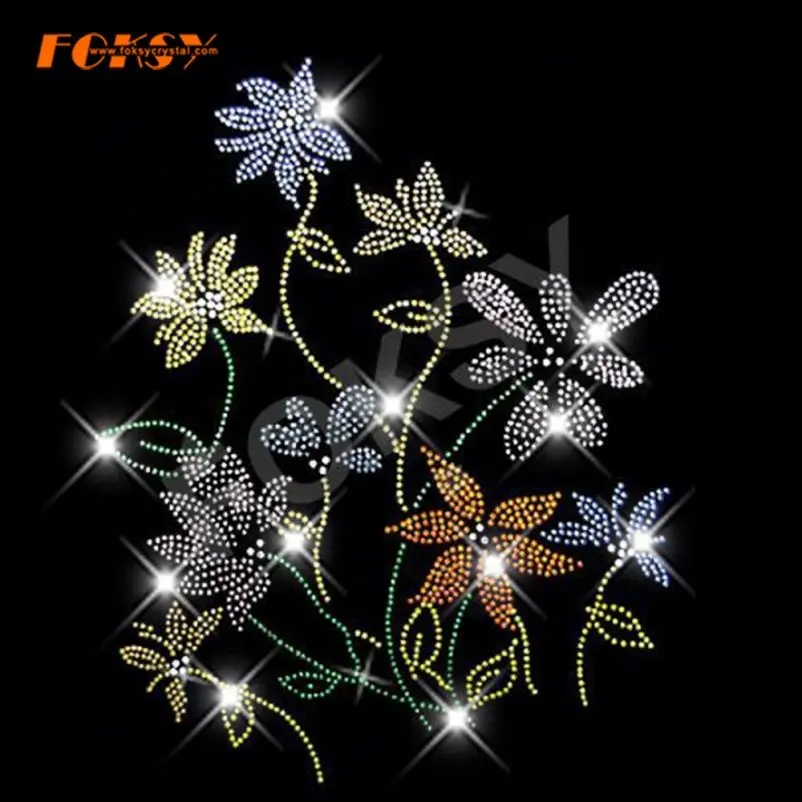 Strass Ferro Ons Fiore Patch Per Abbigliamento-FOKSY