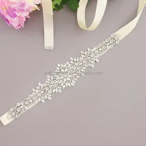 2019 cinturón nupcial de cristal de mano con cuentas de la boda de plata de diamantes de imitación de novia marco Correa vestidos de boda