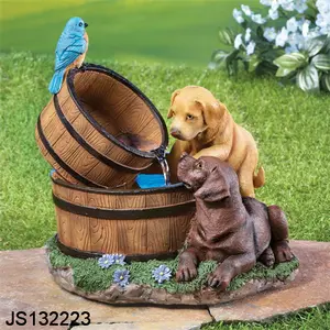 running water fountain decoration resin flow water garden dog animal cute garden statue running water decor