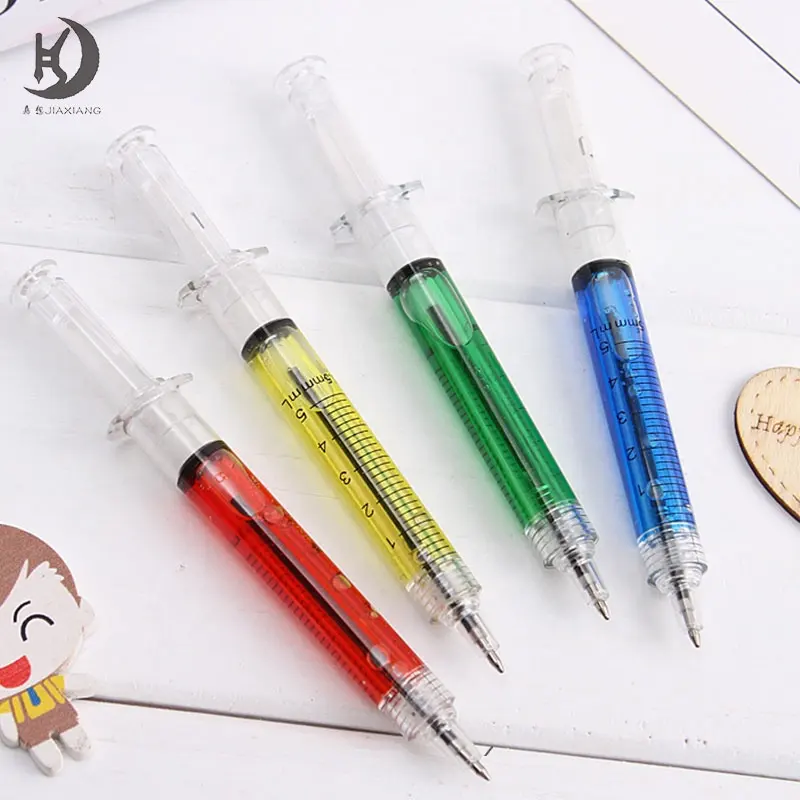 Je-86 Party favor gifts novelty assorted color syringe shot design ball pen retractable fun multi color pen