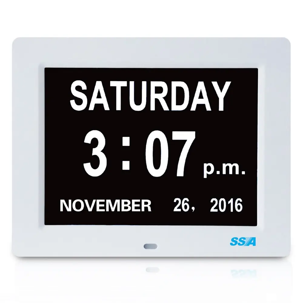 8 inch Digital Calendar Day Clock ABS Desk and Table Clock for Grandparents as Gift