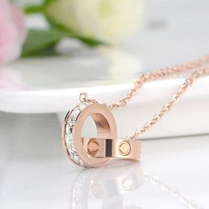 Kalung Cincin Ganda Wanita, Kalung Lingkaran Suasana Hati Berukiran Huruf Liontin Kustom - Product Image 4