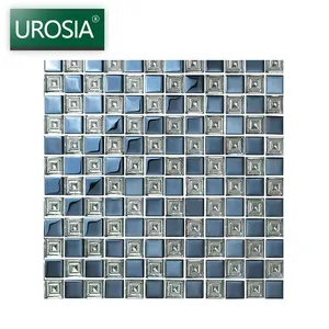 Small Square Iridescent Crystal Glass Mosaic Kitchen Backsplash Wall Tile Electroplate Swimming Pool Tile Glass