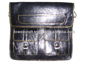 Vintage Striped <b>Tablet</b> Cross Shoulder Genuine Leather <b>Bag</b> - Product Image 2