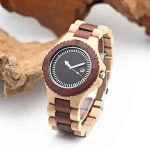 新潮流红色木材和枫木案例手表在手表防水手表为男性