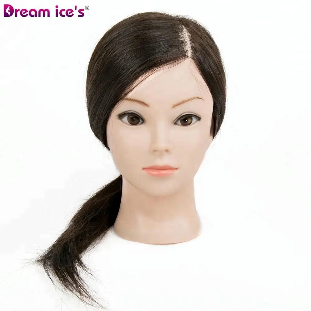 100% 本物の髪のカールカット練習理髪トレーニングマネキンアメリカンアフリカンサロンマネキン美容人形の頭