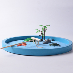 Vente en gros d'usine de jardins zen avec plateau rond et accessoires d'animaux marins, mini kit de jardin zen avec panneau pour bureau - Product Image 5