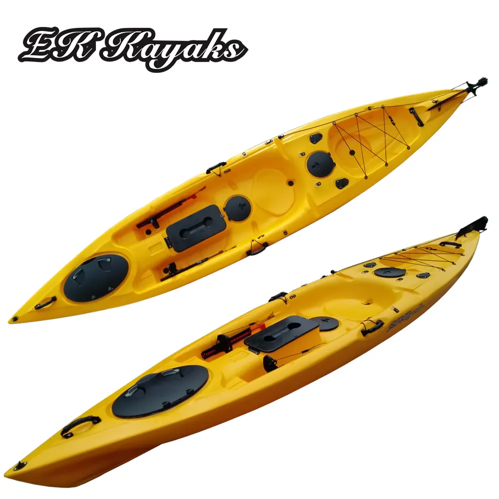 Hot sale single LLDPE sit on top kayak for sea fishing with pedal rudder