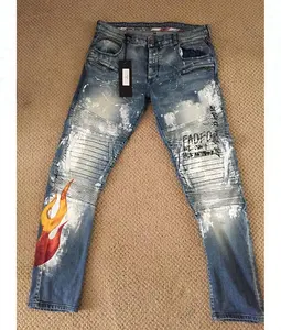 מפעל ג 'ינס ג' ינס אקונומיקה כחול רויאל וולף ג 'ינס ג' ינס צבוע להבות הגברים biker מותגי ג 'ינס