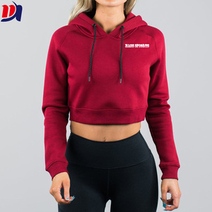 Dark <strong>Red</strong> Gym Sports High Quality <strong>Womens</strong> Cropped <strong>Hoodie</strong> With Custom Design - Product Image 1