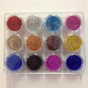 Kit Dekorasi Debu Bubuk Glitter Seni Kuku Warna untuk Ujung Akrilik Gel UV