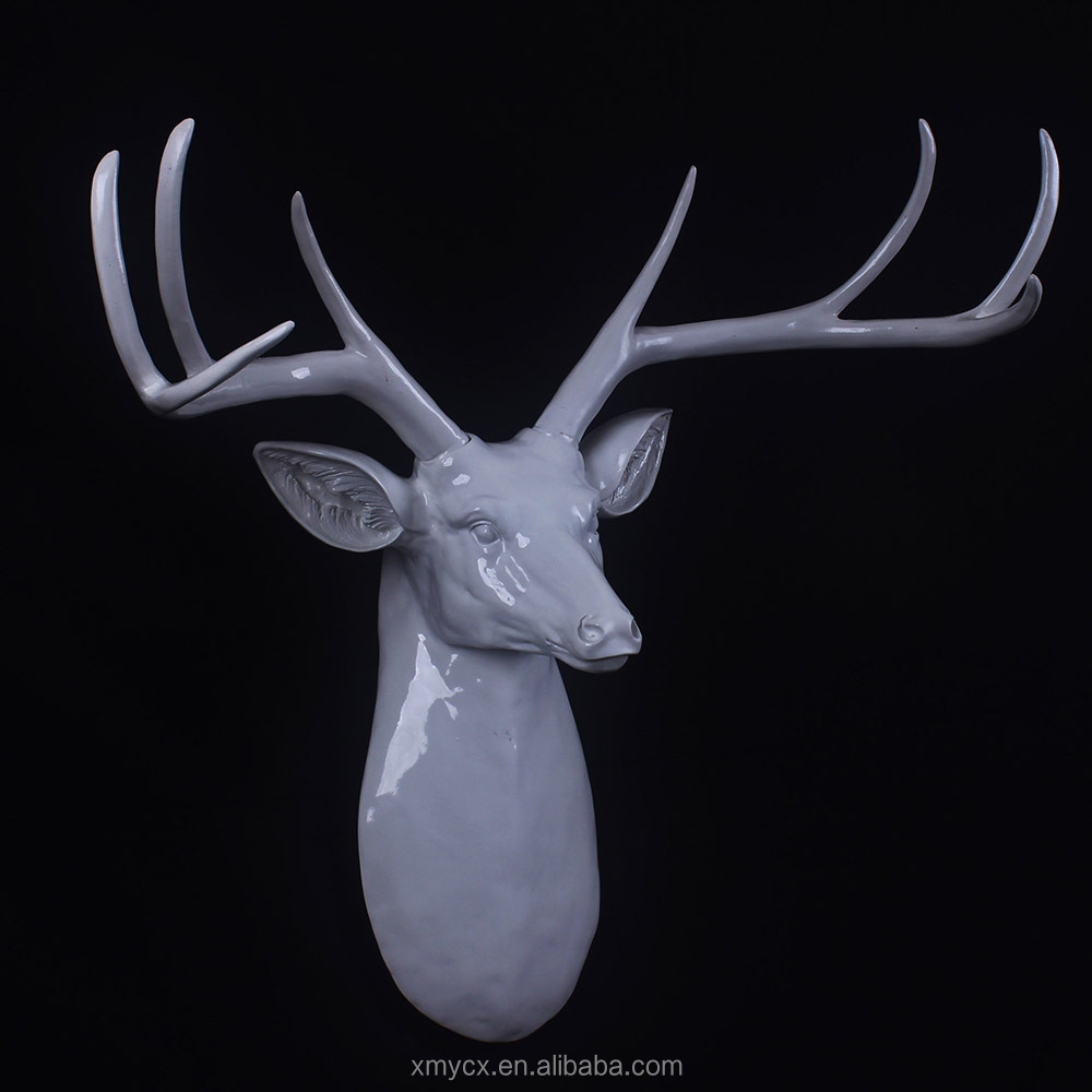 Smarten Arts Animal Head Wall Decor, bianco in finta pelliccia/feltro/vellutato resina testa di unicorno con decorazioni in oro corno per montaggio a parete, dimensioni 12,7 x 20,3 x 33 cm di
