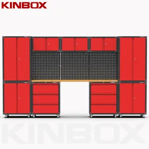Kinbox 13 Pieces Workbench Tool Chest/Cart/Trolley Garage Tool Cabinet Hanging Tool Box With Tool Holder Workshop Garage Storage