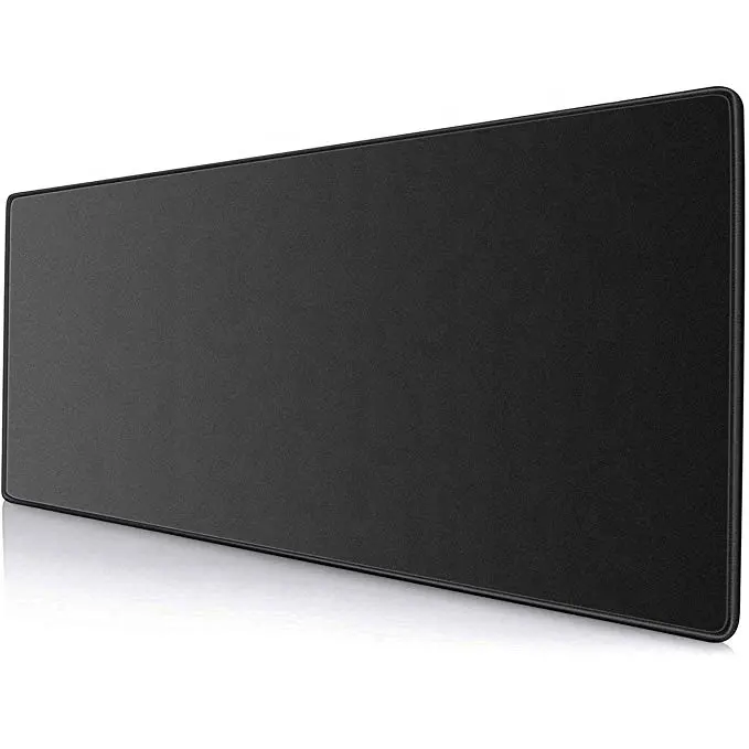 Extended Black Gaming Mouse Pad with Stitched Edges, Large Mousepad with Premium-Textured Cloth, Non-Slip Rubber Base
