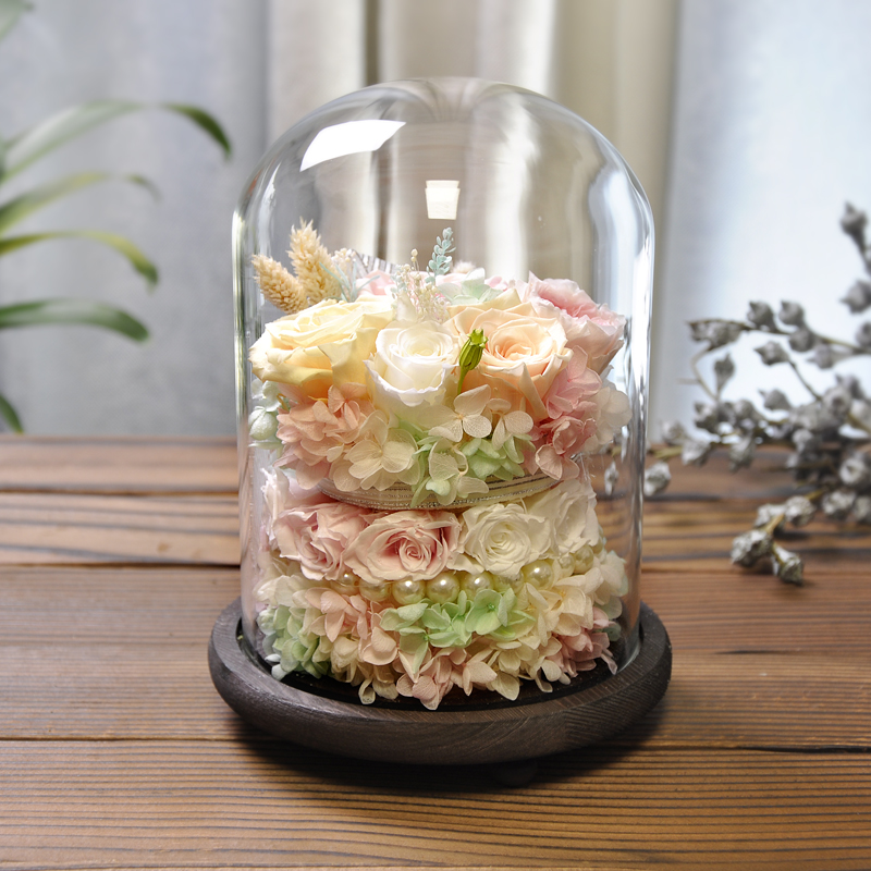 Handmade Rose Never Withered Roses Flower in Preserved Glass Dome, Gift for Valentine's Day Anniversary Birthday