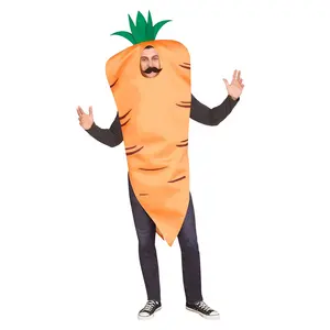Pakaian mewah Halloween, kostum sayuran wortel dewasa, kostum lucu pinggir jalan