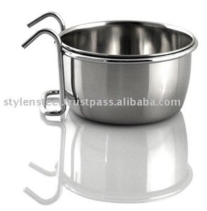 Tasses de poulailler avec cintre en acier inoxydable, argent pur, tasse de poulailler avec cintre amovible, bol d'alimentation en eau pour chenil, bol pour animaux de compagnie - Product Image 4