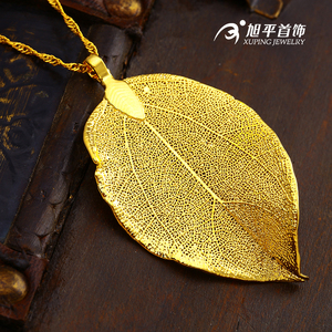 Liontin Daun Pohon Wanita, Keluaran Baru Lapis Emas 24K dari Daun Asli - Product Image 3