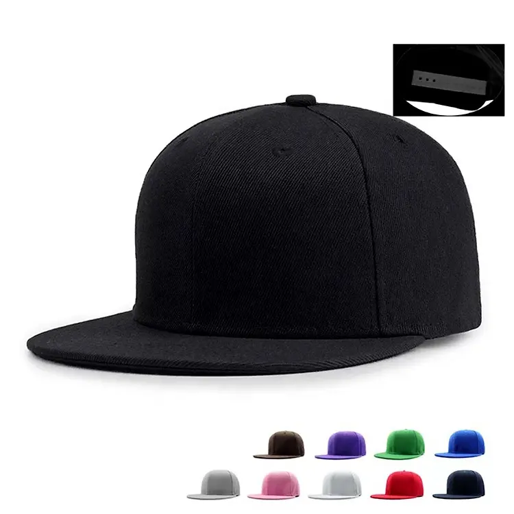 In bianco cappelli misura all'ingrosso protezioni di snapback piatto con logo personalizzato