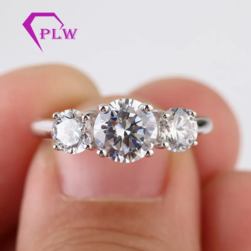 Provence gems wholesale wedding moissanite ring classic three stone rings engagement diamond gold ring