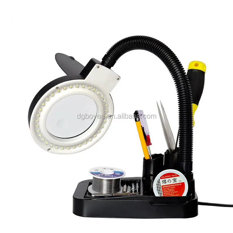 Welding Magnifier LED Light X 10X Lens Auxiliary Clip Magnifier Desktop Magnifier Third Hand Welding Repair Tool