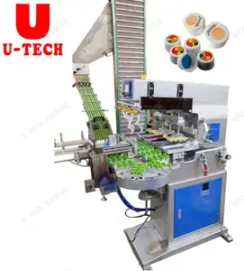 Fully automatic 2 or 4-Color bottle plastic cap pad printing machine