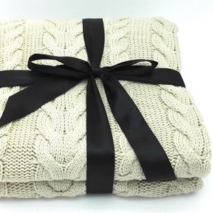 Custom 100% Cotton 100% Acrylic 100% Wool Cable <strong>Knit</strong> <strong>Blanket</strong> - Product Image 6