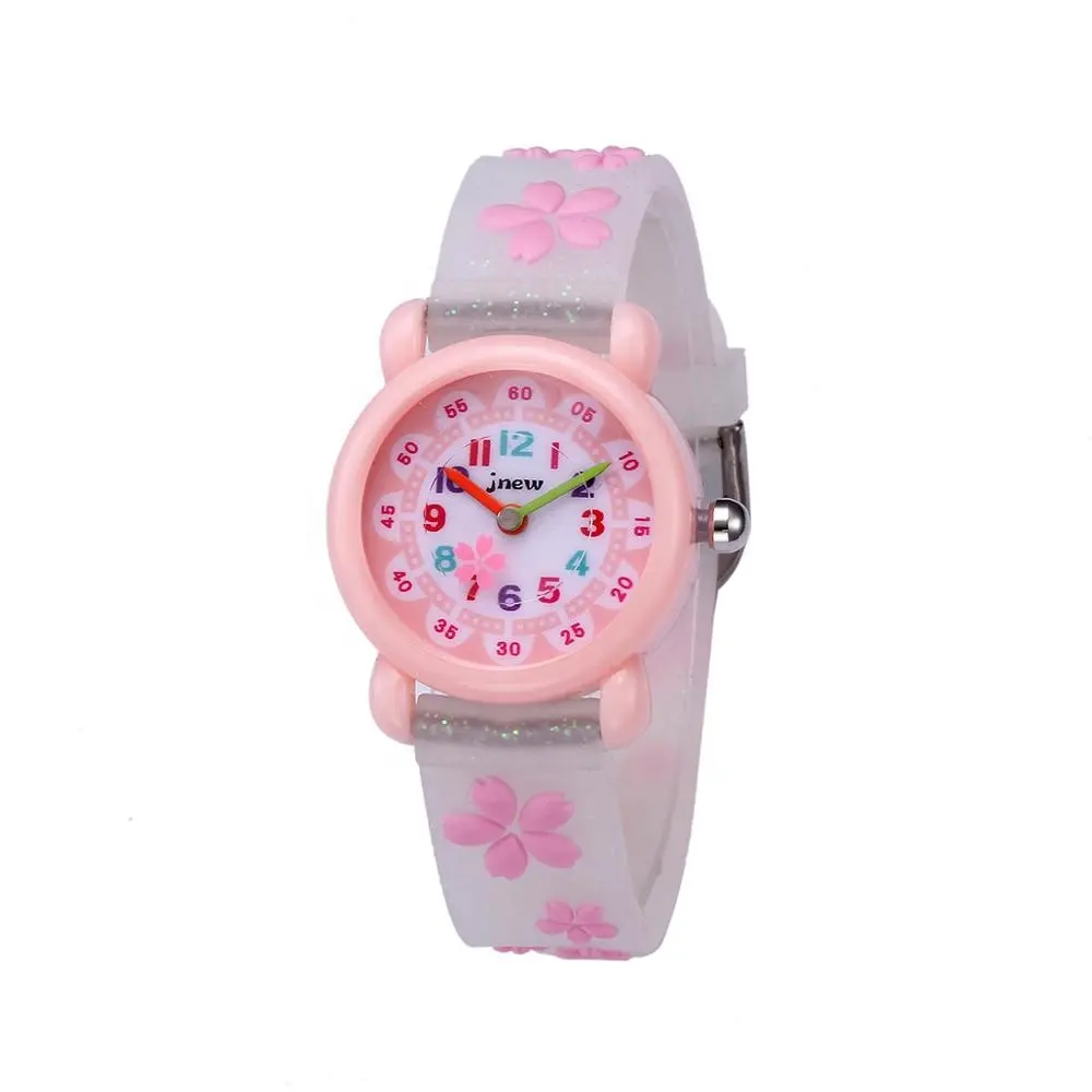 Детские кыарцевые часы в условиях низкой цены наиболее популярные 3ATM водонепроницаемый цифровой розовый цветок часы для конкурсов красоты для маленьких девочек