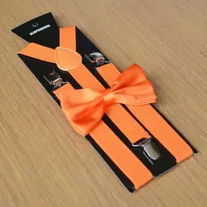 Orange Suspender Dasi Set untuk Wanita Suspender untuk Pria Dewasa dan Wanita Banyak Warna Pilih Produk Pabrik