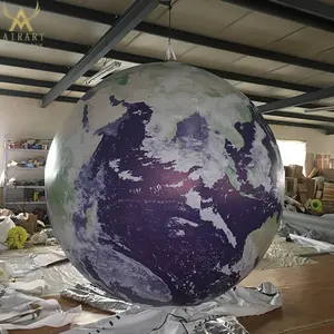 2 米神秘地球气球充气地球地球球与 led 照明，定制月亮气球充气