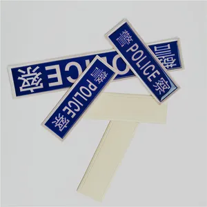 Kustom Tekan Logo Biru Patch Reflektif PVC Label Pakaian