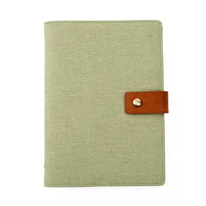 Soft cover canvas fabric cover cloth print PU leather button closure notebook agenda planner